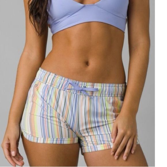 prAna Shorts Womens XL Mariya Striped Multi Stripes Swim Beach Outdoor Hybrid - Picture 1 of 13